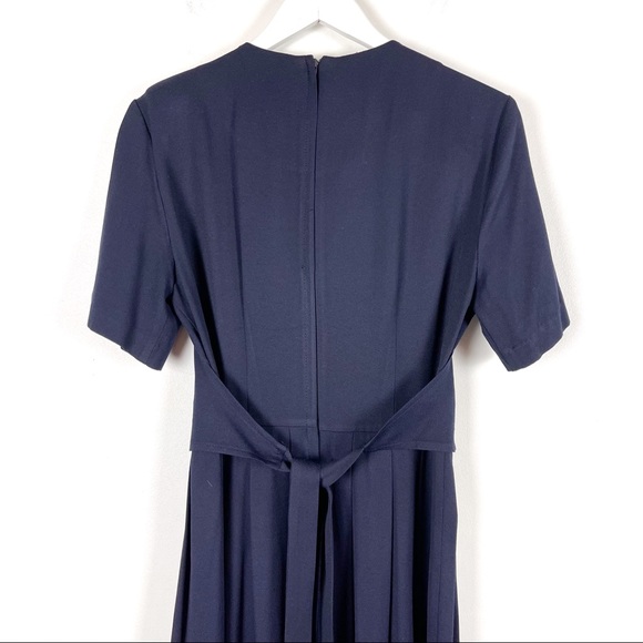 Vintage Navy Midi Dress with Built in Embroidered Vest - Picture 4 of 9